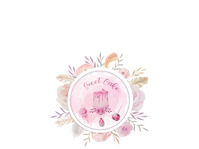 Watercolor logo baker logo baking logo business logo cake logo cheescake logo cupcake logo logo design premade logo shef logo sweet logo watercolor bakery watercolor cake watercolor logo