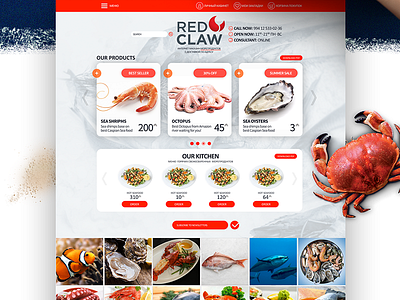 Red Claw - SeaFood Online Store e commerce landing landing page online shop online store red claw sea food ui design uiux ux design website website design