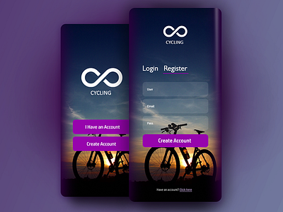 Daily UI 1 - Sign Up for a Cycling app android android app cycling cycling app ios ios app sign in sign up