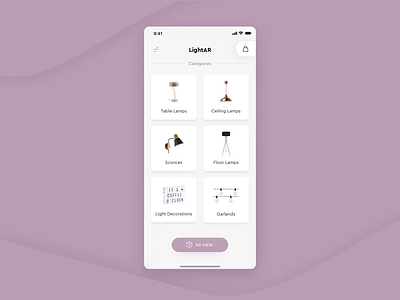 LightAR - luxury lighting e-commerce app with AR after effects animation app ar design ecommerce furniture interaction microinteractions minimal mobile motion motion graphics netguru shop ui ux