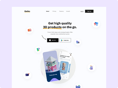 Getko - App Landing Page Web UI Design