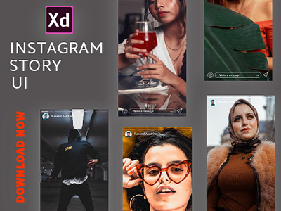 Instagram Story UI - 5 Screens adobexd animation app branding character design designer dribbble identity illustration illustrator instagram photoshop typography ui ux vector web website