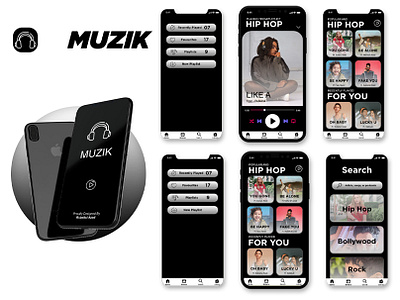 Muzik App UI Concept adobexd app branding design identity music music app music player musician photoshop songs sound typography ui ux vector web website