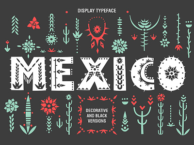 Mexico - Display Font alphabet decorative ethnic font hand drawn illustration lettering mexico pattern succulent tribal typography