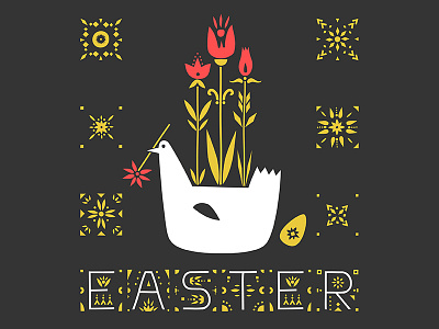 Easter greeting card creativemarket easter folk graphic hand drawn illustration scandinavian vector