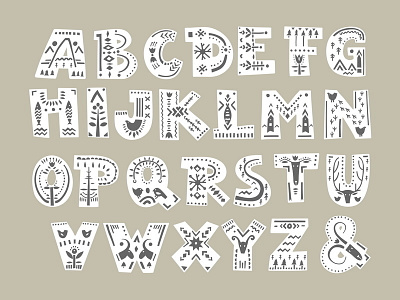 Scandinavian Alphabet aplhabet ethnic folk font hand drawn hygge illustration letter pattern scandinavian typography vector