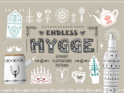 Endless Hygge alphabet creativemarket folk graphic hand drawn hygge illustration letter pattern scandinavian vector