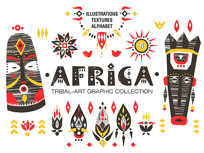 Africa - Tribal-art Collection africa african creativemarket decorative hand drawn illustration mask texture vector