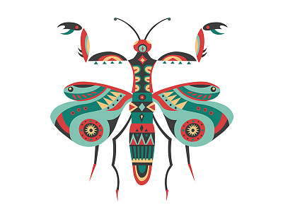 Mantis animal art beautiful creativemarket design ethnic hand drawn illustration insect mantis pattern trendy
