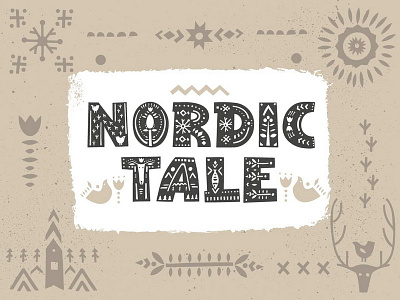 Nordic Tale Font adobe illustrator alphabet creativemarket cutout decorative display ethnic font fontself graphic hand drawn hygge illustration letter lettering nordic ornament pattern scandinavian typography