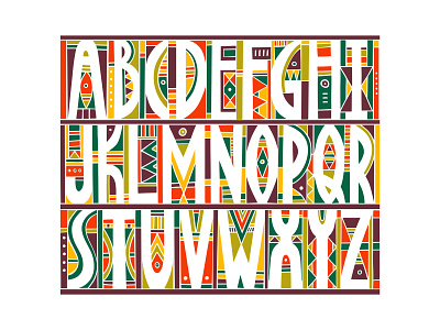 Mosaic Alphabet adobe illustrator alphabet art decorative design ethnic font graphic illustration lettering mosaic ornament patchwork pattern typography vector