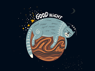 Good Night adobe illustrator art childish creativemarket design ethnic folk graphic hand-drawn illustration lettering pattern vector