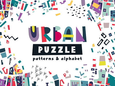Urban Puzzle adobe illustrator alphabet art creativemarket decorative design graphic hand-drawn illustration map pattern urban vector
