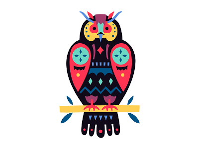 Ethnic Owl adobe illustrator art decorative design ethnic folk freelance graphic hand drawn illustration ornament owl pattern vector