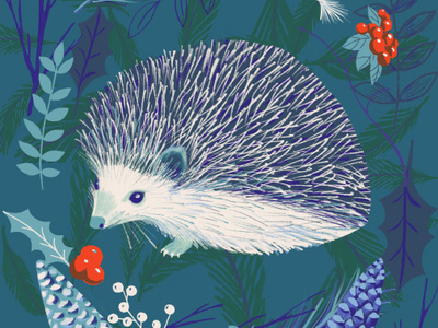 Enchanted Winter Forest Hedgehog animals blue book art digital art forest hedgehog illustration winter