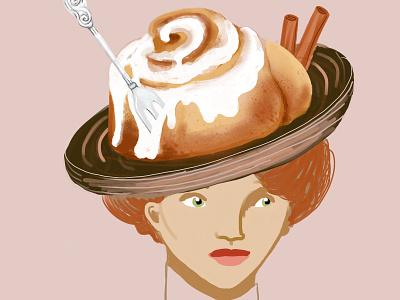 Cinnamon Bun Hat bun cake cinnamon digital art editorial art fashion hat illustration