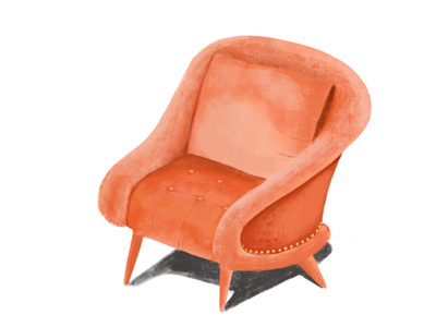 Coral Chair chair coral digital art editorial art furniture home decor illustration orange product illustration vintage