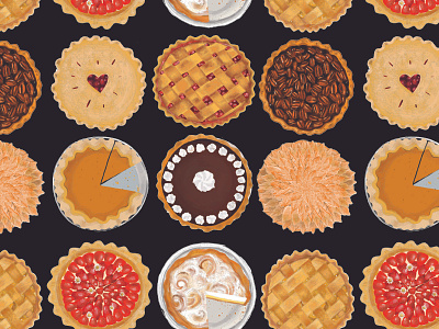 Pies desserts digital art editorial art food and beverage illustration pattern pie