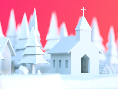 Tiny church 3d c4d cinema 4d design illustration render