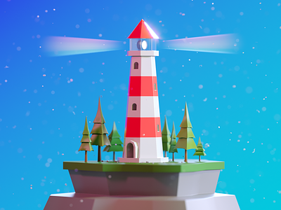 Tiny lighthouse 3d blue c4d cinema 4d design illustration lighthouse low poly render