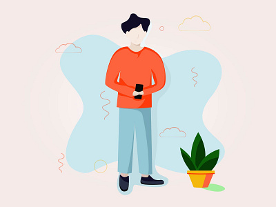 boy with phone boy scout boyfriend flat flatdesign phone vector illustration