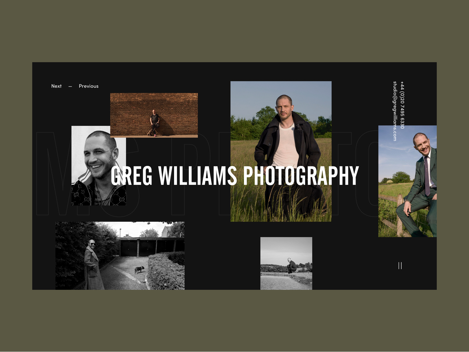 Greg Williams Photographer Personal Website magazine photoshoot collage minimal personal website portfolio grid layout celebrity photographer photography art design ux ui