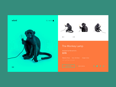 Monkey Lamp — Product Page art design e commerce grid interaction interface lamp layout minimal typography ui ux webdesign website