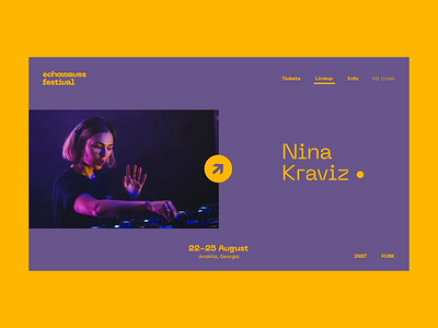 Echowaves Festival — Nina Kraviz animation art artist design festival georgia grid interaction interface layout minimal motion motion design music typography ui ux web webdesign website