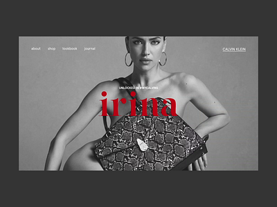 Irina — Unlocked #INMYCALVINS design ecommerce fashion grid interaction interface layout minimal promo typography ui ux webdesign website