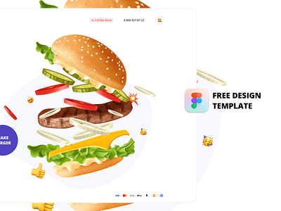 Free Design Template bun burger cafe constructor cucumber cutlet design eat fastfood food landing mayo mcdonalds mobile onion restaurant ui ux