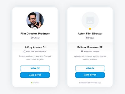 User Card FREE ADOBE XD card cv director job offer producer user work