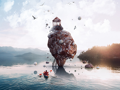 Adobe Dimension splash screen 2018-2019 3d 3d art adobe dimension boat design digital art illustration lake