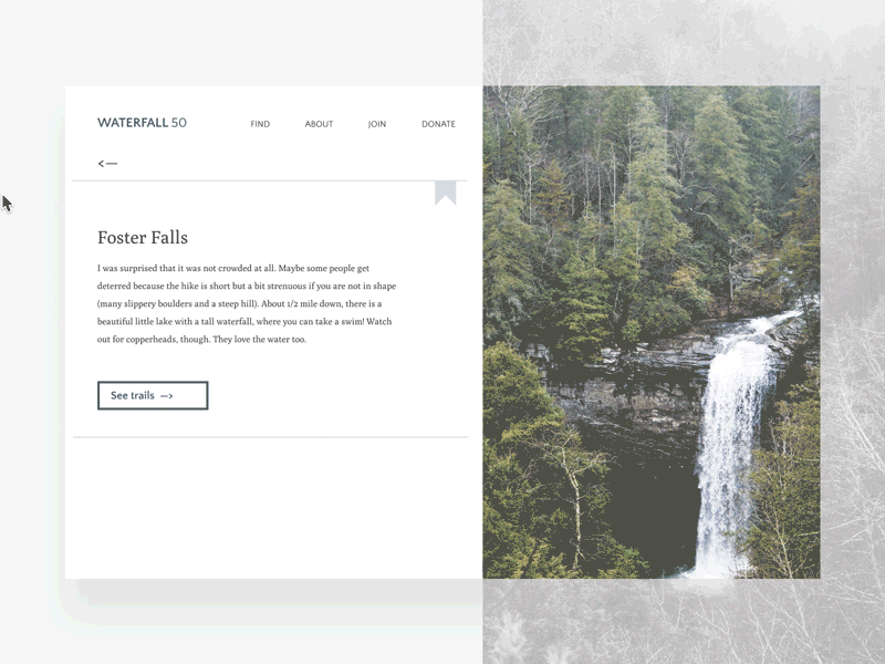 Breadcrumbs UI | DailyUI056 breadcrumbs dailyui dailyui056 dailyuichallenge waterfalls website