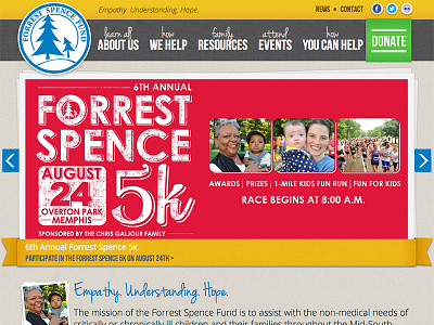 Forrest Spence Fund Website green grey nonprofit web web design website website design yellow