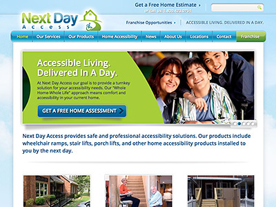 Next Day Access Website blue green web web design website white