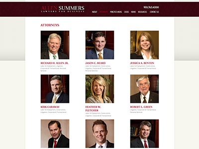 Allen Summers Attorneys Website attorney clean law red simple tan web design webdesign website
