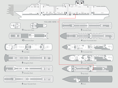 Nieuw Amsterdam Wayfinding 2020 cruise ship graphic design information design wayfinding