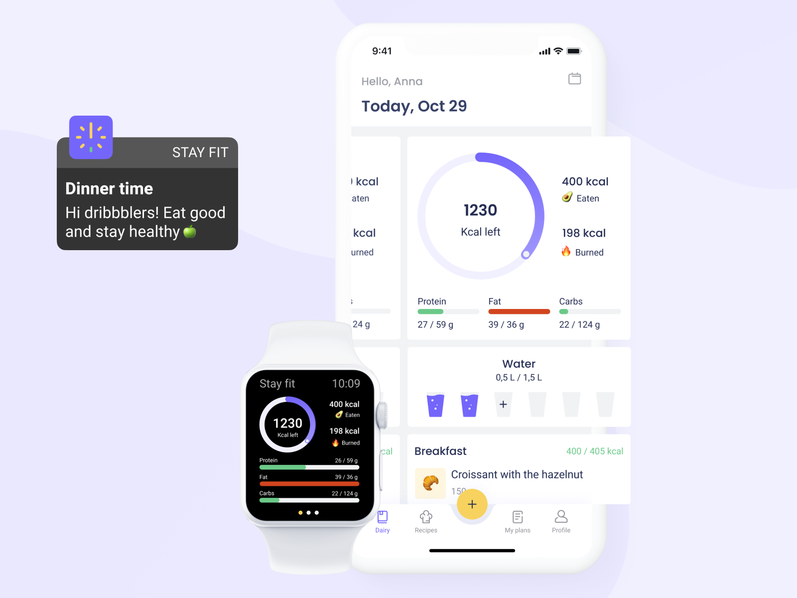 Diet Tracker App by Hanna Dudko for EPAM Design Team on Dribbble