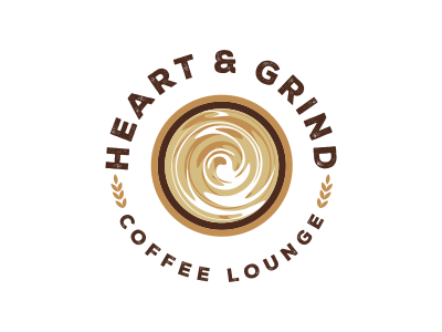 Heart & Grind Logo coffee design graphic design handcrafted logo restaurant shape stamp design