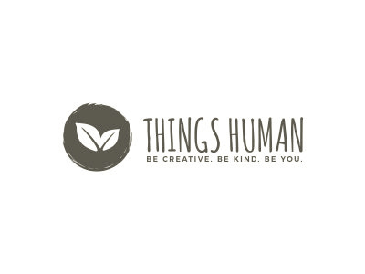 "Things Human" - 100% Vegan & craft supplies black white branding clean design graphic design handcrafted leaves logo logo design logotype raw shape vegan