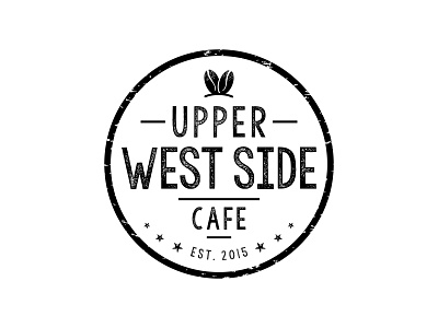 Upper West Side Cafe Logo black white brand design branding cafe cafe logo design graphic design graphicdesign logo logodesign logotype rawtype round logo shape stamp stamp design vintage