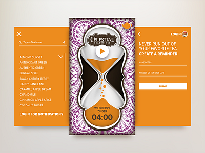 Tea Timer Concept App app count daily ui mobile orange tea time timer ui