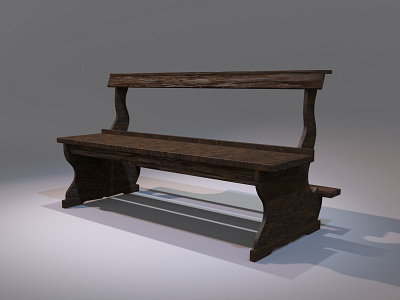 old bench 3d 3dsmax assets bench church scanline wood