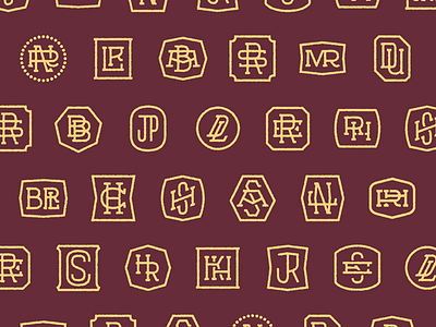 Monograms -- the full set! hand illustrator letter lettering monogram name seal stamp text typography