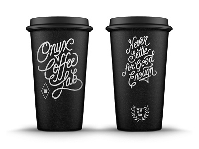 Onyx Coffee Cups branding hand drawn hand lettering lettering script texture type typography