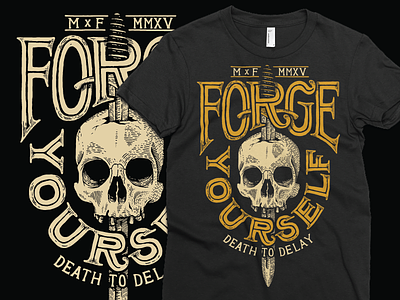 MxF Shirt apparel black and gold conference illustration lettering sketches skull sword tshirt