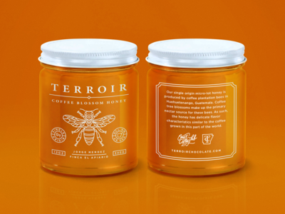 Terroir Coffee Blossom Honey badge bee branding coffee honey identity insect monogram monoline packaging skull