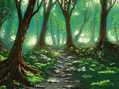Path of the Grove digital painting forest grove speedpaint tree
