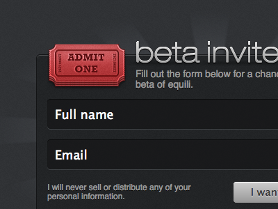 Beta invite design form ticket icon web