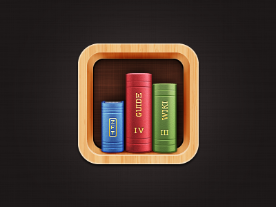 BookBox iOS Icon books bookshelf fun icon iphone linen shelf texture wood zft